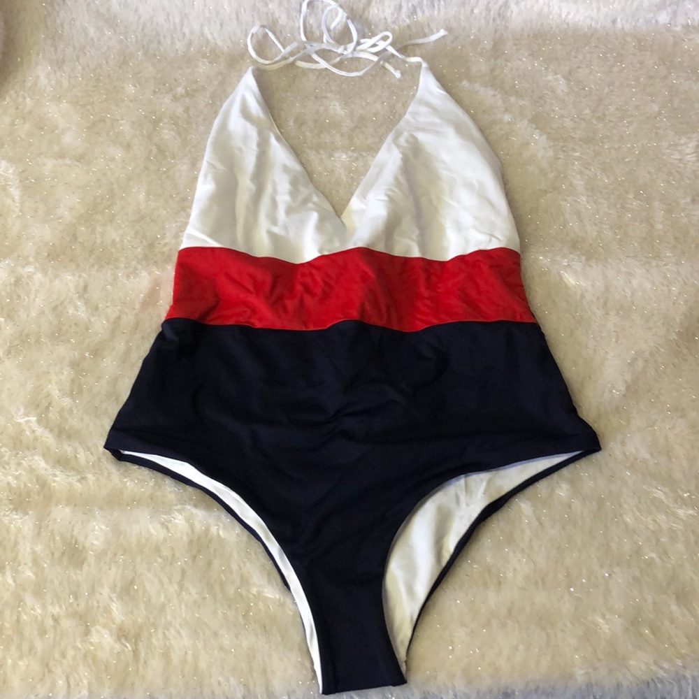 New Tavik Chase One Piece Red/Blue Swimsuit Sz L